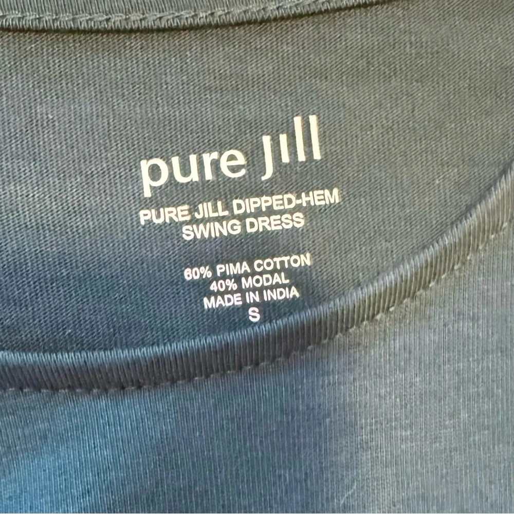 Pure Jill J Jill Forest Green Pima Cotton Lagenlook Swing Dress Pockets S